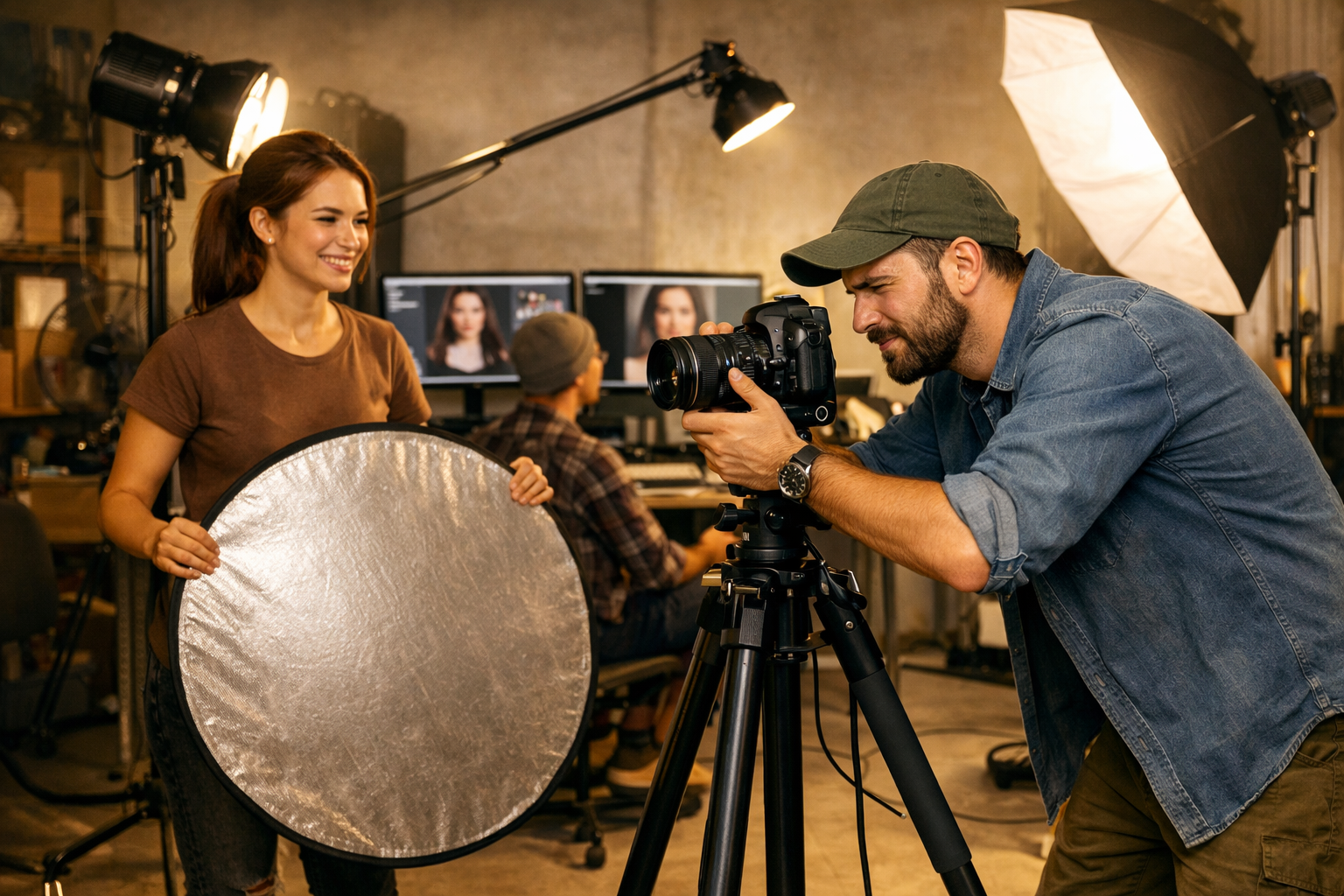 Kadraj Studyo ekibi studyoda birlikte calisirken