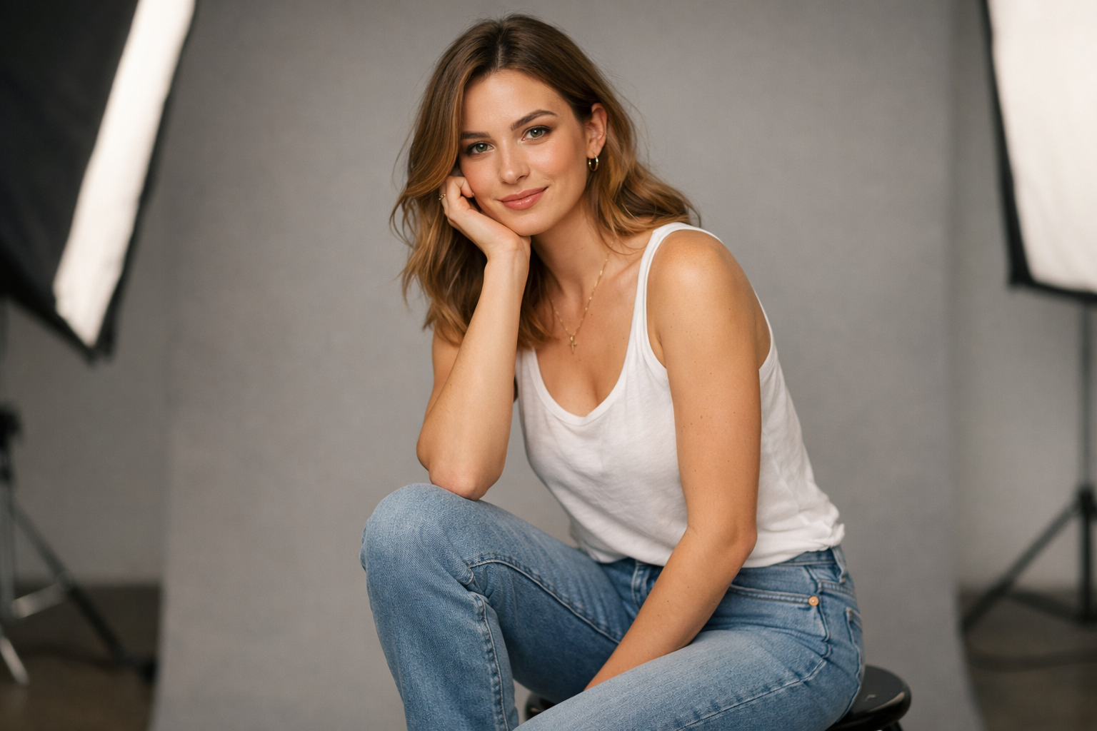 Studyoda profesyonel isik altinda cekilmis bireysel portre fotografi